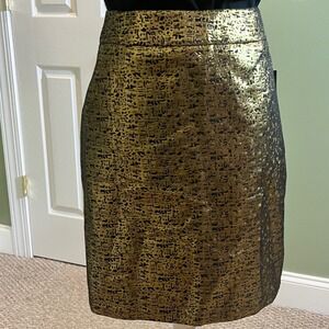 NWT AGB Gold Jacquard Skirt Size 14 Pencil Metallic Career Cocktail‎ Party
